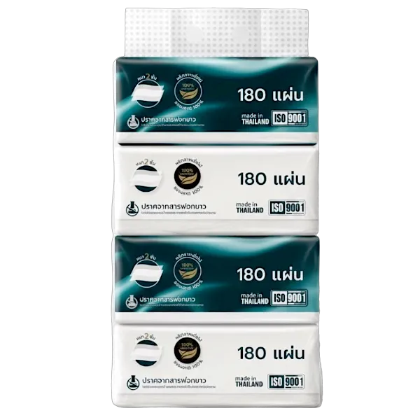 แก้มใส กระดาษเช็ดหน้า รุ่น 2 ชั้น 180 แผ่น x 4