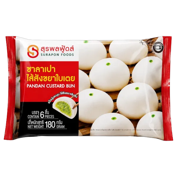 สุรพลฟู้ดส์ ซาลาเปาไส้สังขยาใบเตย 180 ก.