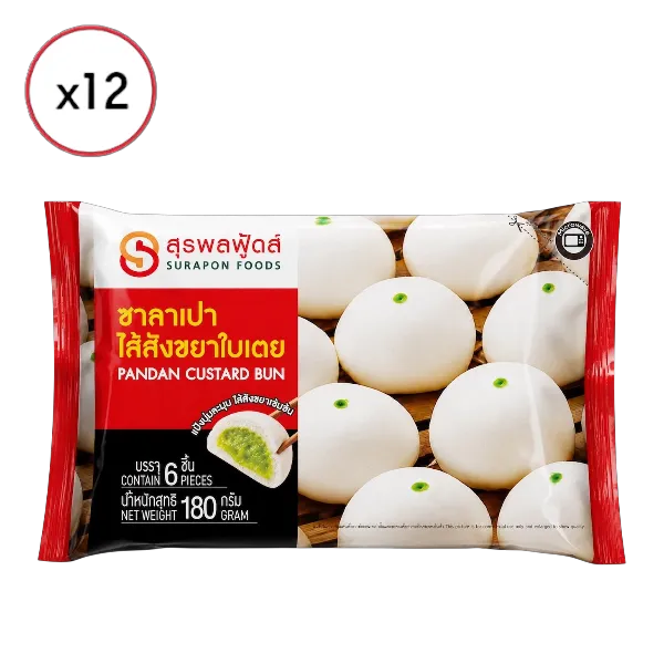 สุรพลฟู้ดส์ ซาลาเปาไส้สังขยาใบเตย 180 ก. x 12